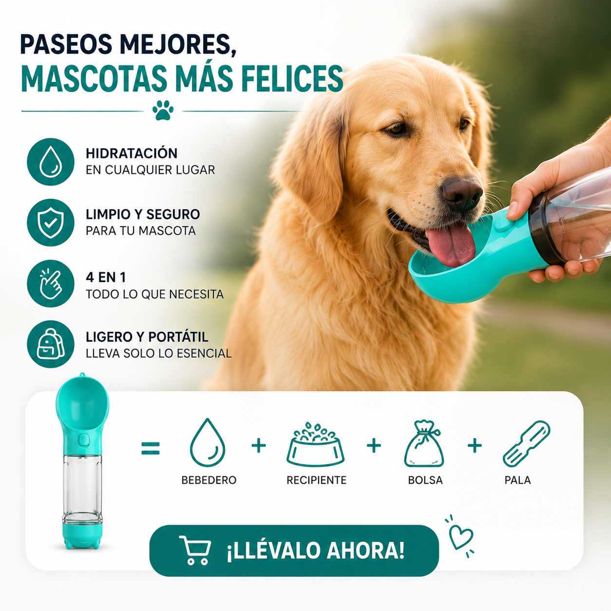 Bebedero 4 en 1 para mascotas