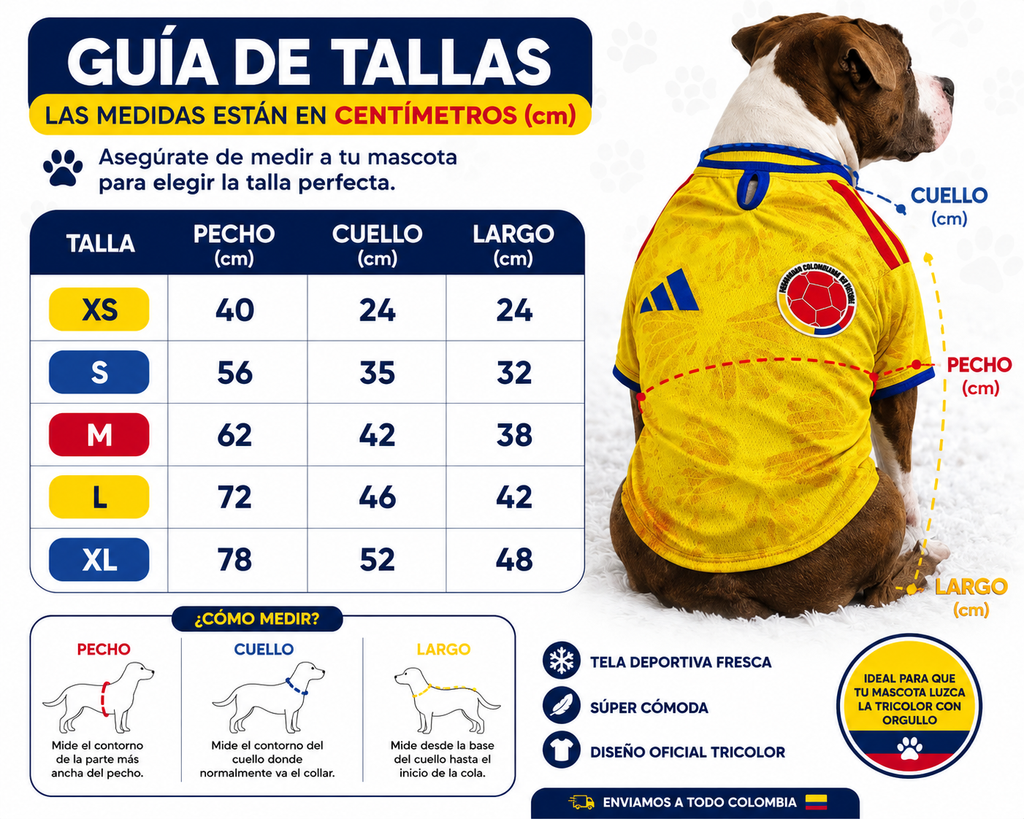 CAMISA COLOMBIA PERRO/GATO/MASCOTA