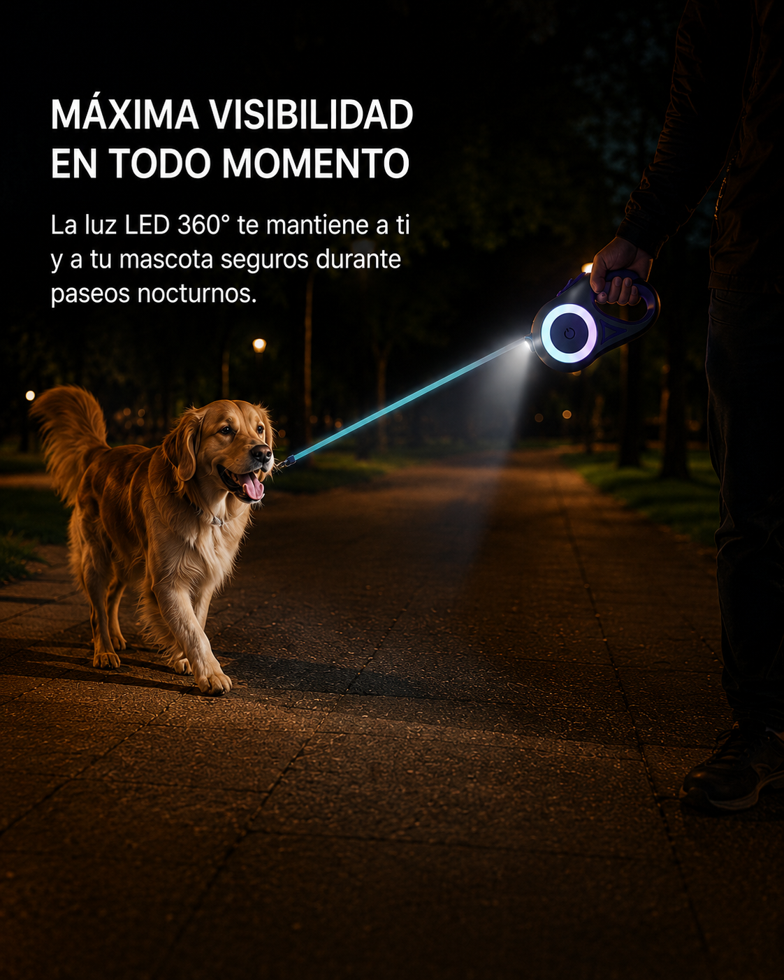 Correa ergonómica con luz para mascotas