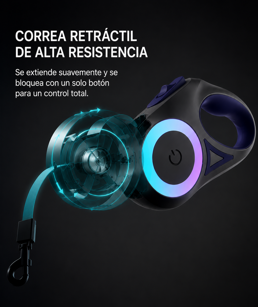 Correa ergonómica con luz para mascotas