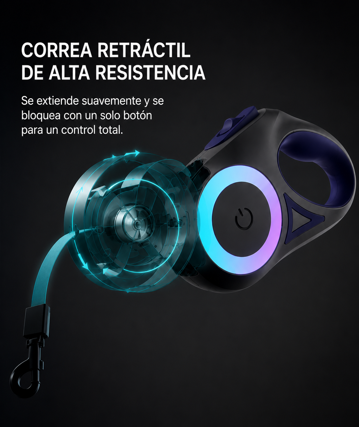 Correa ergonómica con luz para mascotas