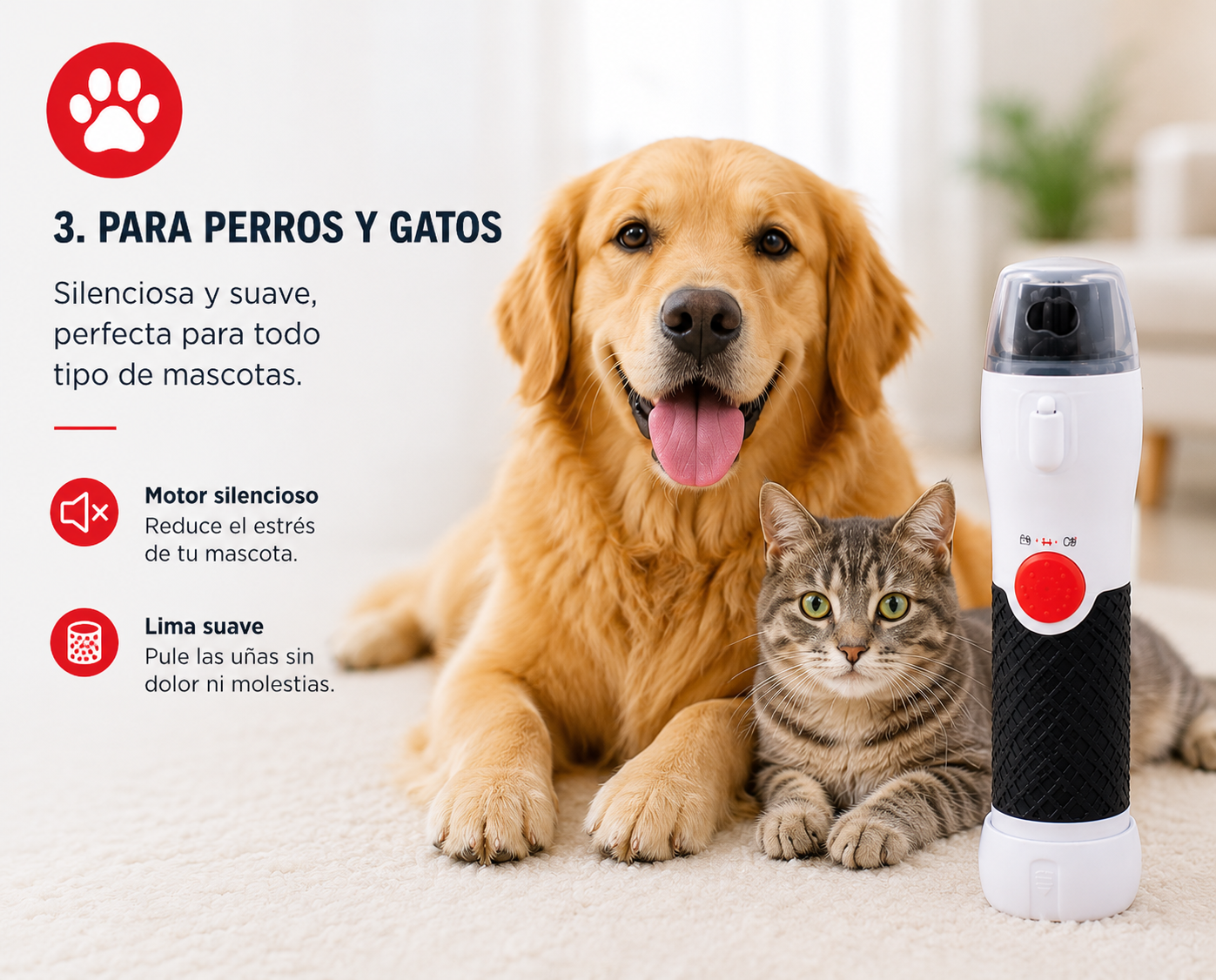 Lima eléctrica para mascotas